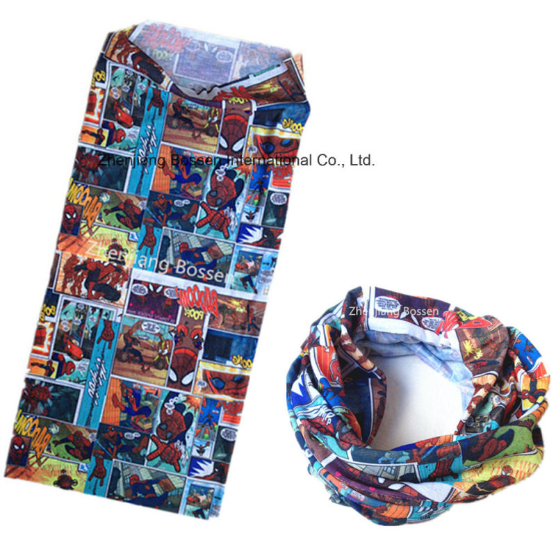 China Factory Supplier Customized Logo Cartoon Printed Polyester Magic UV Protection Necktubes Bandana