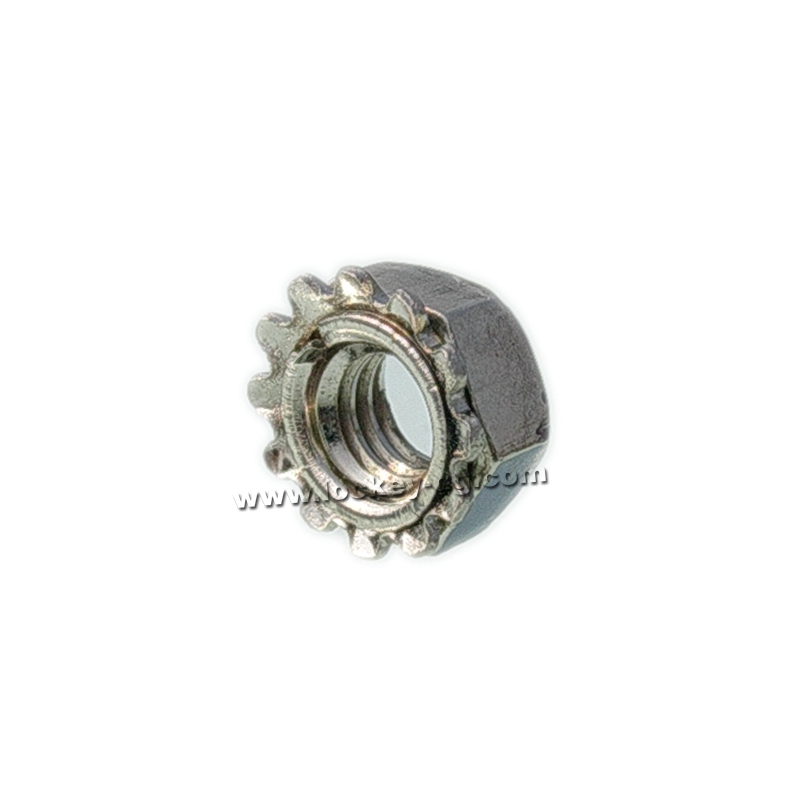 1/4-20 Lock Nut Hex K-Lock (Kep) with External Tooth Washer Steel Zinc