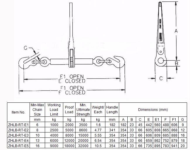 G80 Rachet Load Binder with Hooks