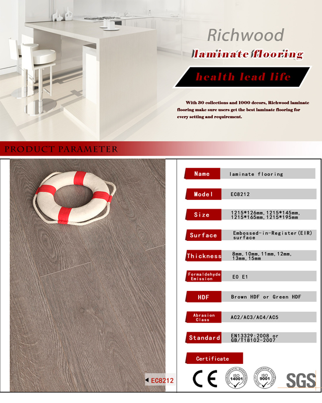 HDF V-Grooved Parquet Laminated Laminate Wood Flooring