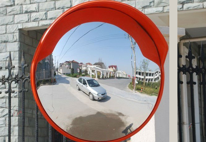 Unbreakable Orange Traffic Convex Mirror Indoor and Outdoor