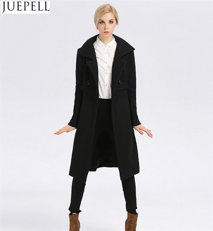 New Women Long Section Thick Wool Coat Factory Fashion Models Double-Breasted Women Polyester Coat