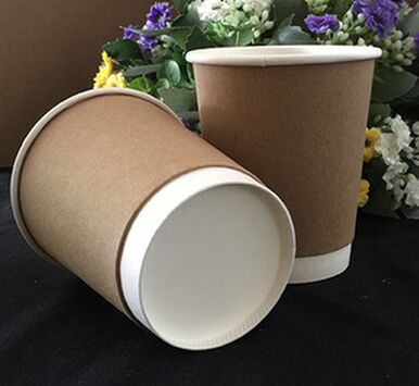 8oz Disposable Logo Printed Double Wall Kraft Paper Cup with Lid