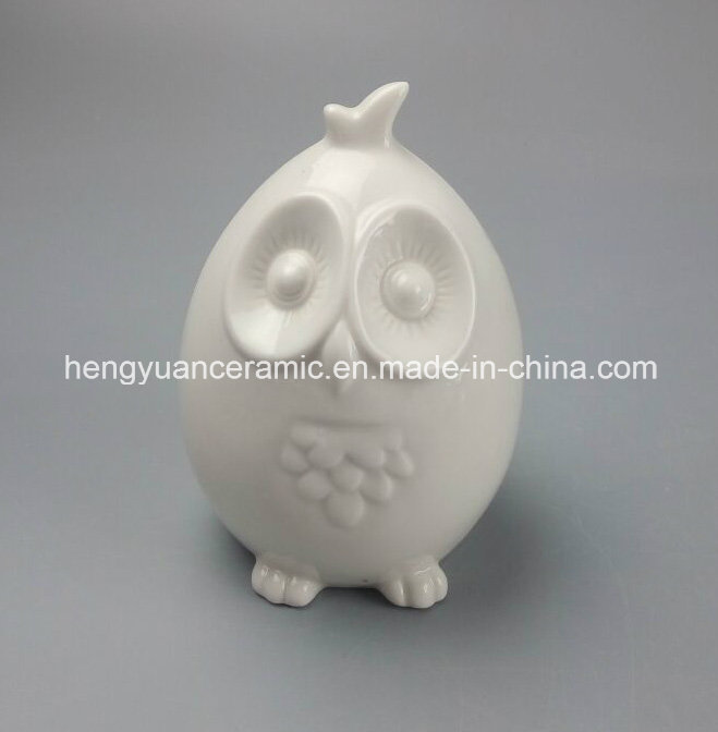 Home Decoration White Glazed Cartoon Owl