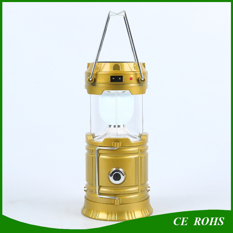 Foldable Solar Camping Torch Emergency Light Rechargeable Solar Lantern with USB Output Function