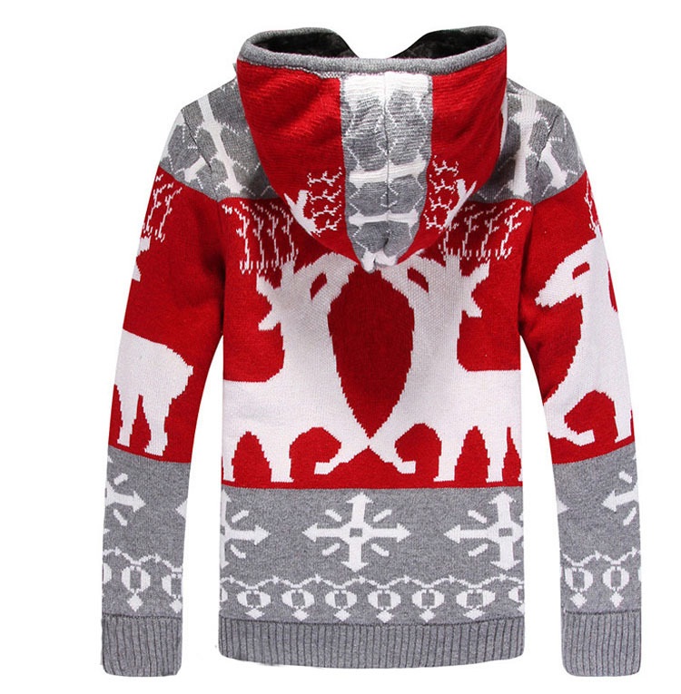 Cheap Autumn Fleece Deer Pattern Warm Men Sweater