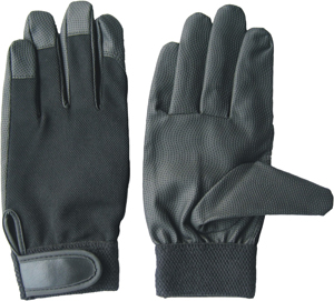 Black PU Palm Spandex Back Mechanic Work Glove