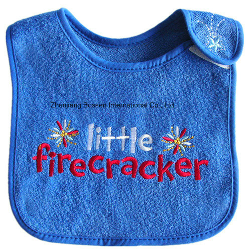 Customized Design Logo Embroidered White Cotton Terry Promotional Customized Baby Bibs