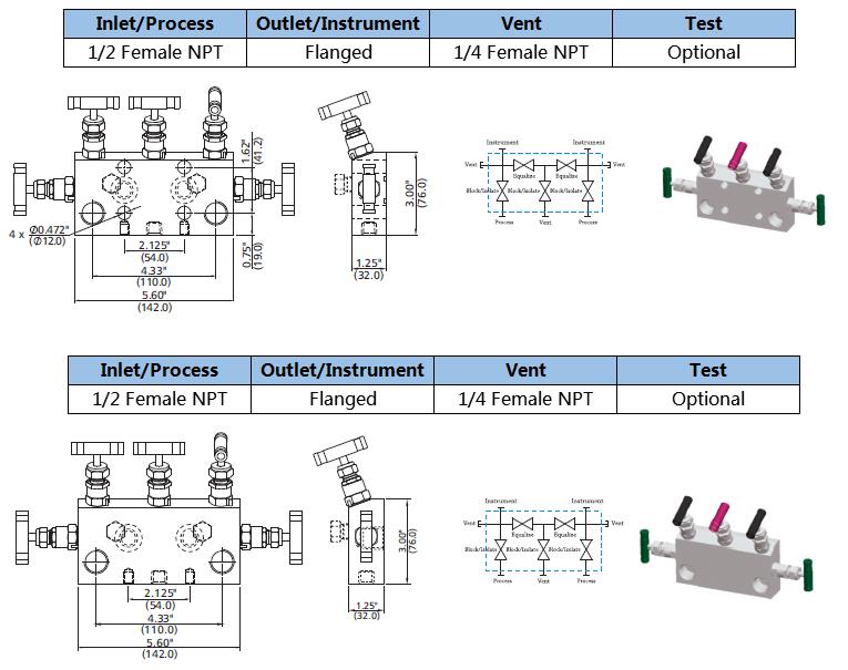 Stainless Steel Instrument 5way Valve Manifolds