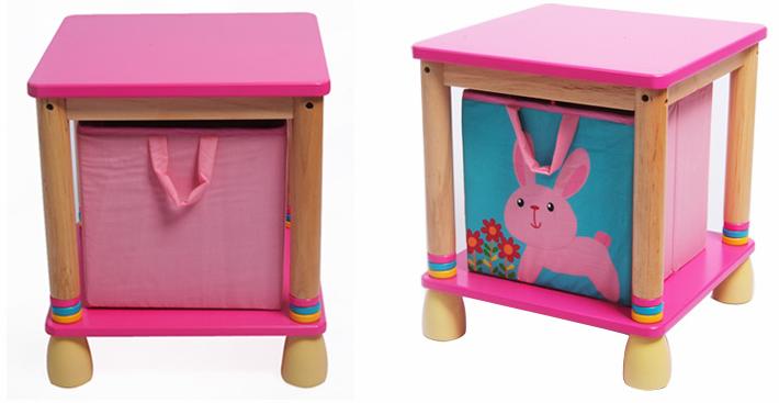 Factory Supply Wooden Toy Storage Wooden Stool Chest Fabric Storage Furniture