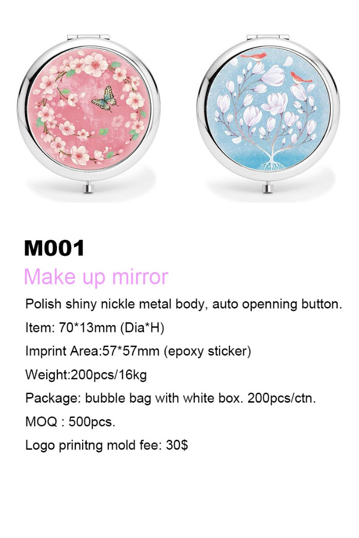 Wedding Favor Custom Epoxy Sticker Make up Compact Mirror