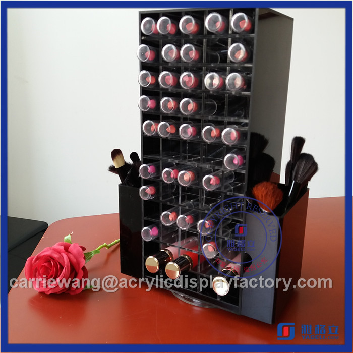 Fashionable Black Rotating Acrylic Lipstick Stand with 48 PCS