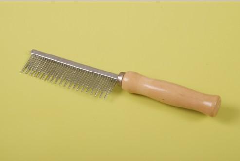 Wooden Handle with Steel Comb for Pet Grooming