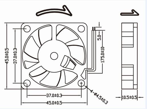 Molex Connector 45mm Xj4510 High Quality 12 Volt DC Fan