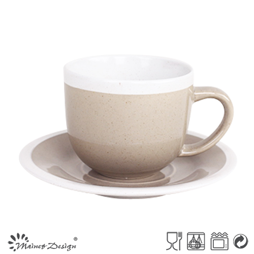 8oz Cup and Saucer Seesame Glaze Design