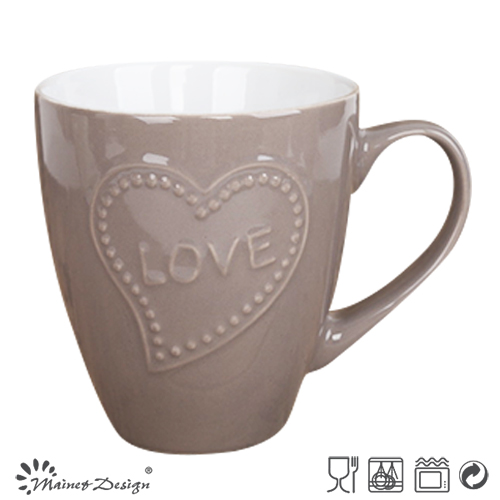 EMBOSSED WORDS OR LOGO LOVELY COLORFUL STONEWARE MUG