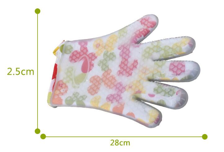 Colorful Flower Cotton Heart Pattern Heat Resistant Silicone Glove