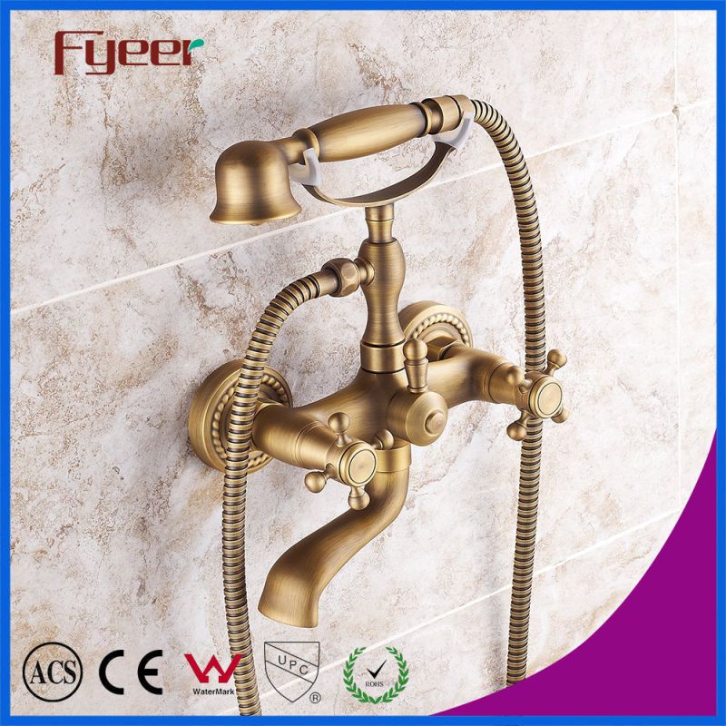 Fyeer Antique Bronze Telephone Bath Shower Mixer Faucet for Wall Mounted