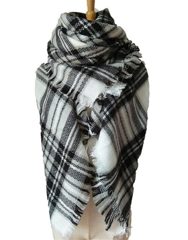 Women Large Stylish Warm Plaid Blanket Scarf Gorgeous Wrap Shawl (80016-1)