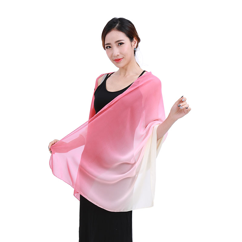 Women Fashion Large Shawl Gradient Color 100% Polyester Scarf