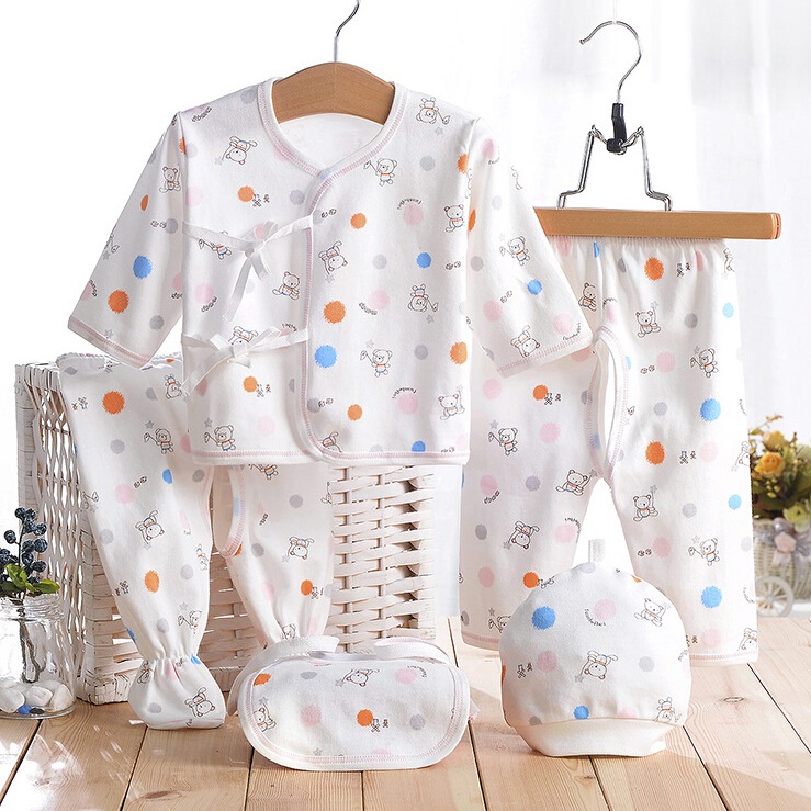 Cotton Printed Newborn Baby Infant Apparel 5PCS