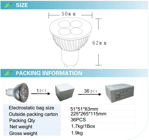 LED Spotlight Bulb (GN-HP-1W4-GU10)