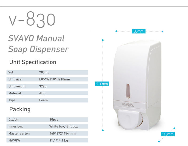 Svavo Patent V-830 Wall Mounted Bathroom Manual Hand Foam Soap Dispenser Hand Wash Dispenser