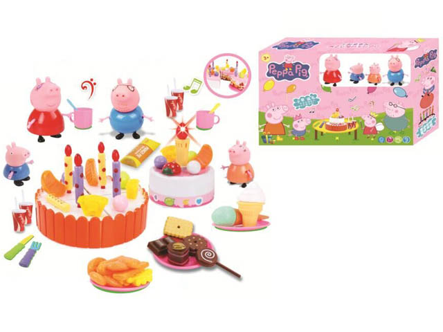 Favory Pink Pig Birthday Cake Toys with Light