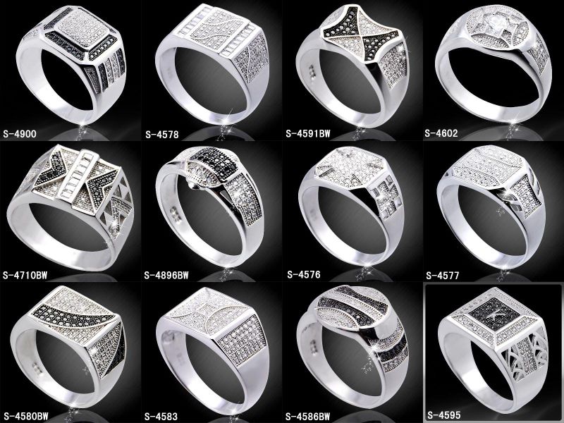 925 Sterling Silver Micro Setting Men Jewellery Rings (S-4575BW)