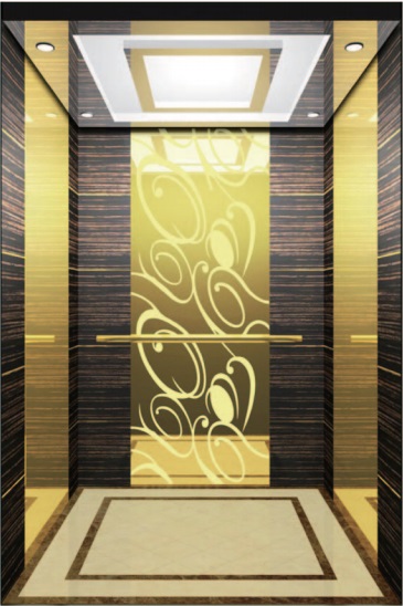 Passenger Elevator Lift Gold Mirror Etching Hl-X-054