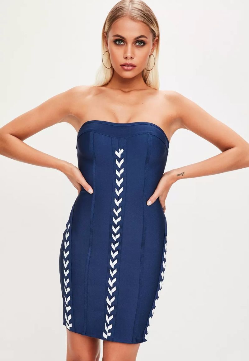 Blue Premium Bandage Mini Dress