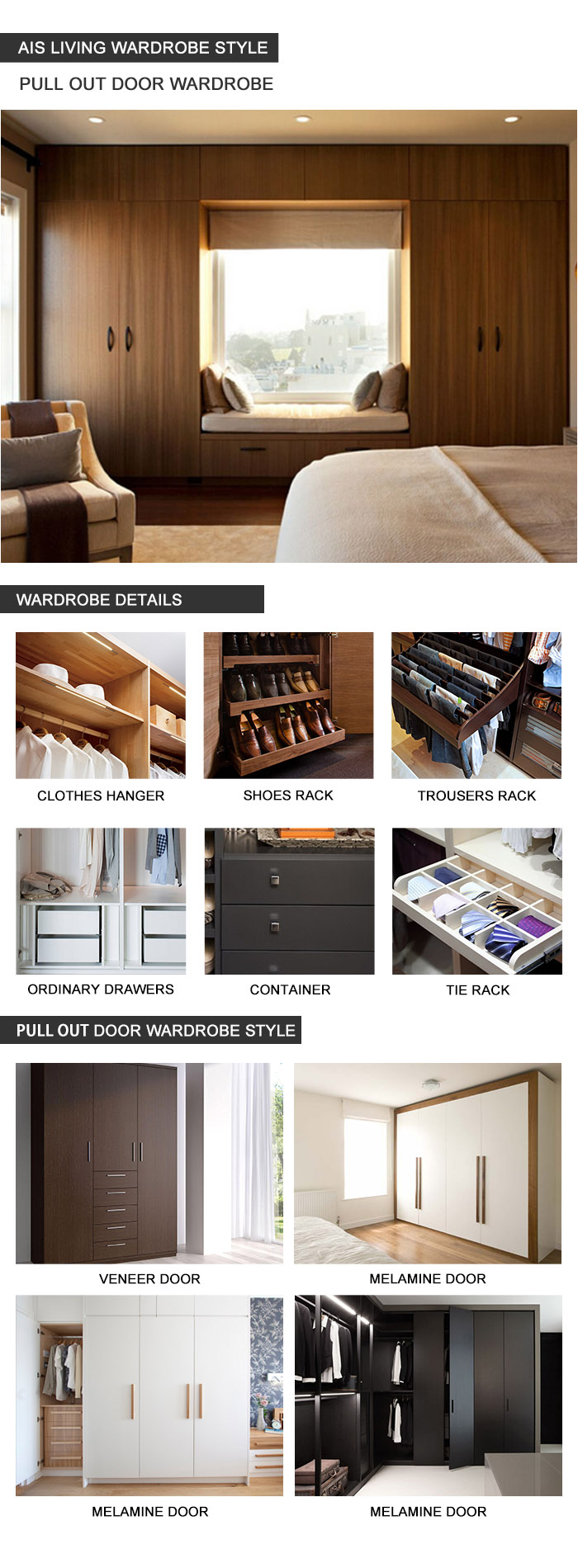 Wholesale Wardrobe Closet Home Furniture (AIS-W003)