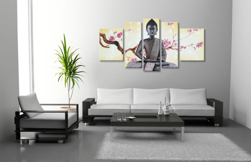 Hand Painted Buddha Oil Painting on Canvas Abstract Wall Art Decor Artwork