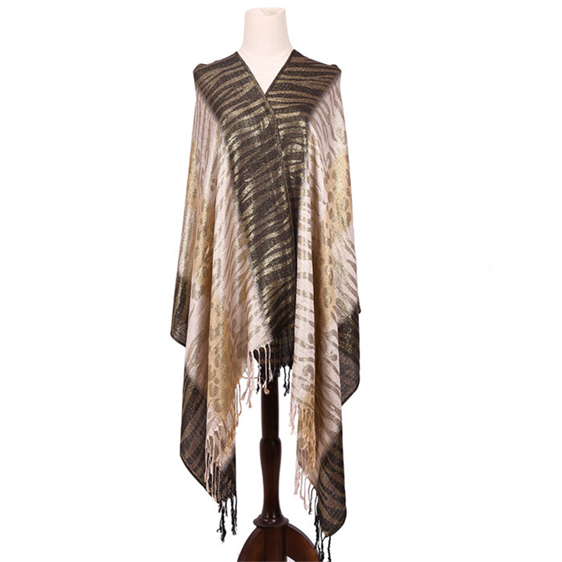 Long Women Scarf Elegant Pashmina Jacquard Shawl