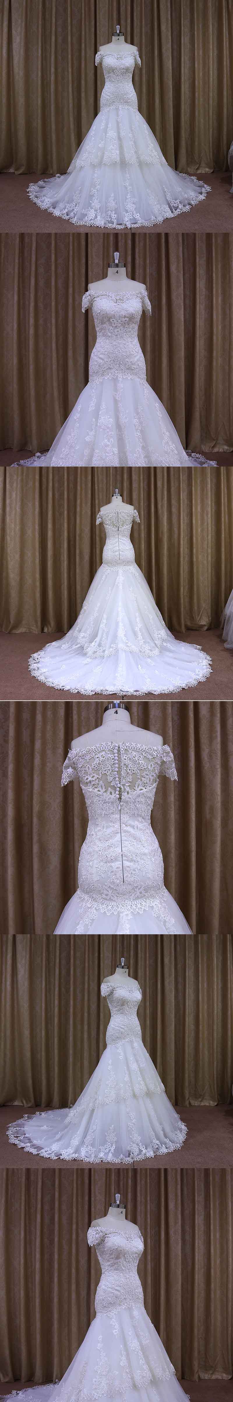 Attractive Style Boat Neckline Wedding Dress