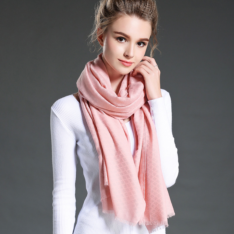 Women in Winter to Keep Warm Plain Pink Polyester Scarf Shawl