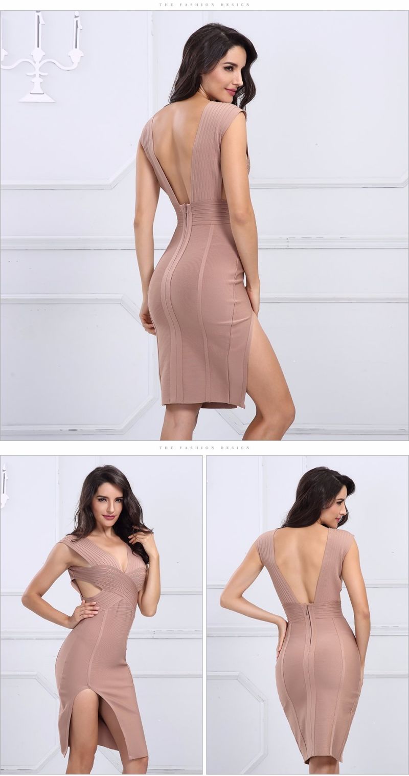 Ladies Party Dress Bodycon Dress Sleeveless Dress V Neck Dress