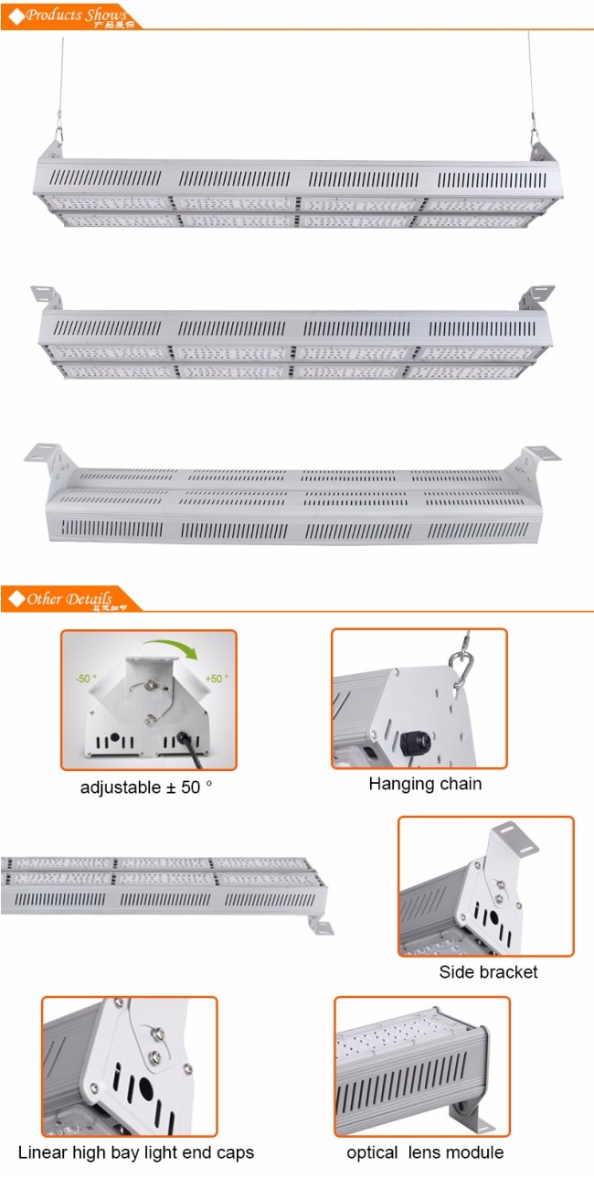 IP65 Outdoor Warehouse Lighting Industrial Aluminum 400W Linear LED High Bay Light