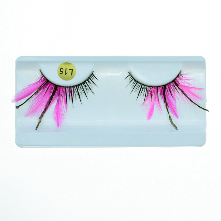 Fashion Creative Makeup Eyelash Stage Cosplay Pink Feather False Eyelashes