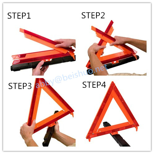 Roadway Safety Red White Plastic Emergency Warning Triangle Stand