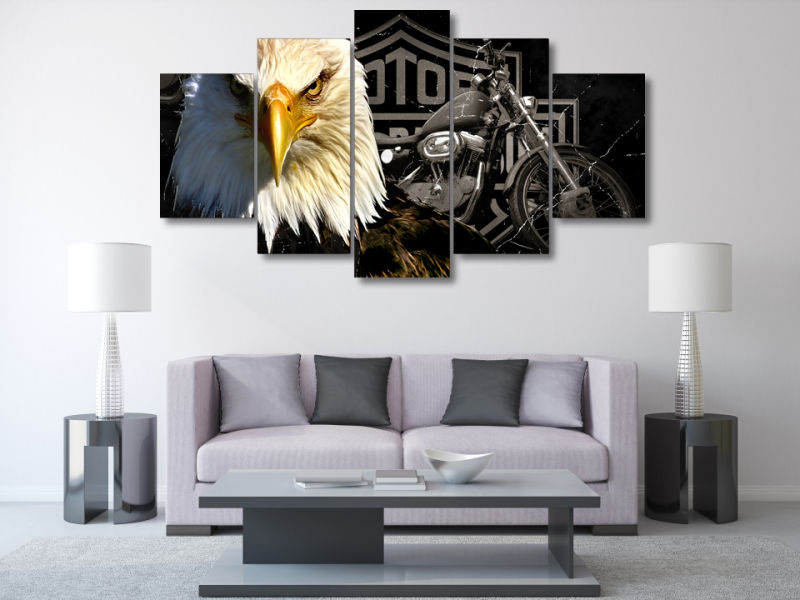 HD Printed Eagles Motorcycle Painting Canvas Print Room Decor Print Poster Picture Canvas Mc-007