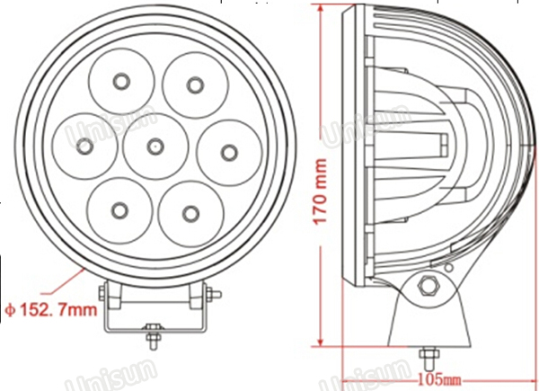 12V-48V 7inch 70W CREE LED Offroad Automotive Driving Light