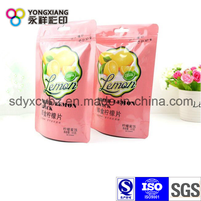 Size Customized Snack Fruit Piece Stand up Ziplock Plastic Packaging Bag