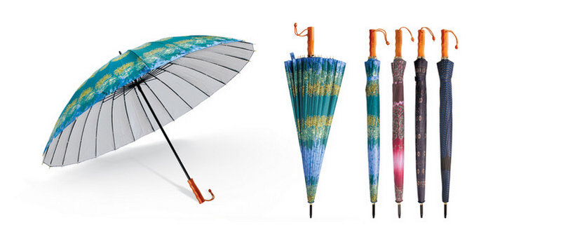 24 Ribs Manual Straight Umbrella with Different Designs (YS-R1082R)