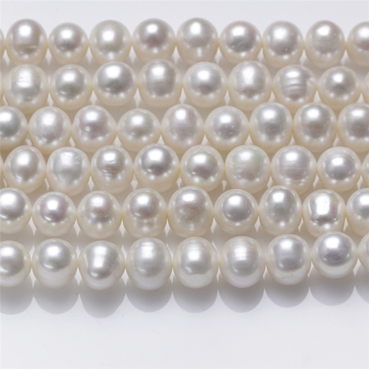 10mm AA Semi Near Round Large Size Real Fresh Water Freshwater Pearl Beads String Pearl Strand