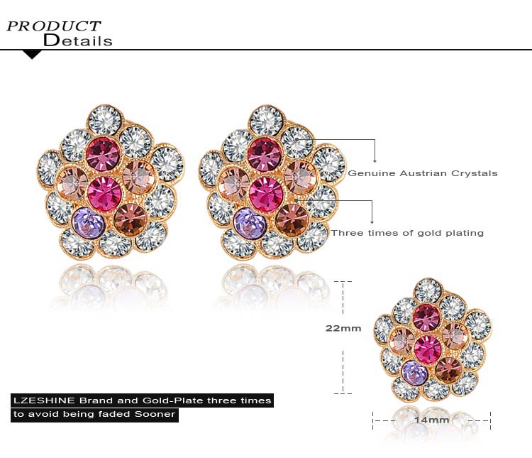 Gold Plated Crystal Stud Earring Designer Bulk Custom Jewelry (ER0016-C)