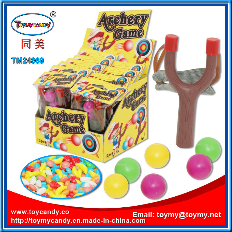 Plastic Wooden Slingshot Archery Game Toy with Candy