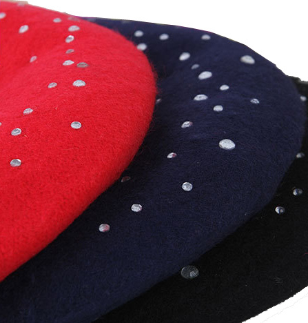 Womens Ladies Wool Warm Angora Winter Diamonds Beads Autumn Spring Cap Hat Beret (HW809)