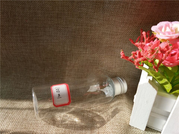 100ml Transparent Plastic Bottle with Aluminum Screw Cap (PETB-10)