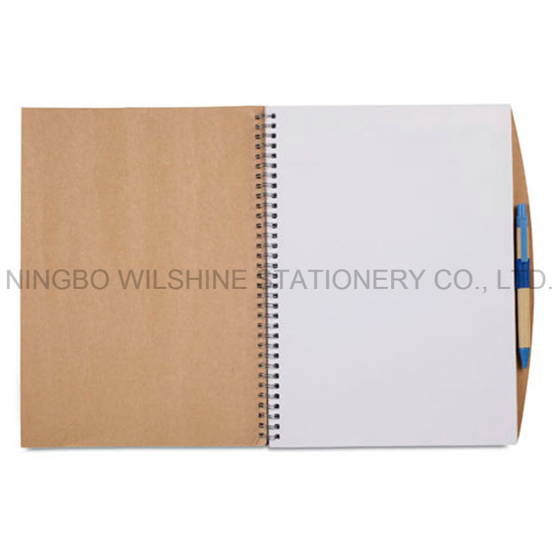 A4 Size Custom Kraft Paper Cover Spiral Notebook for Wholesale (SNB103)